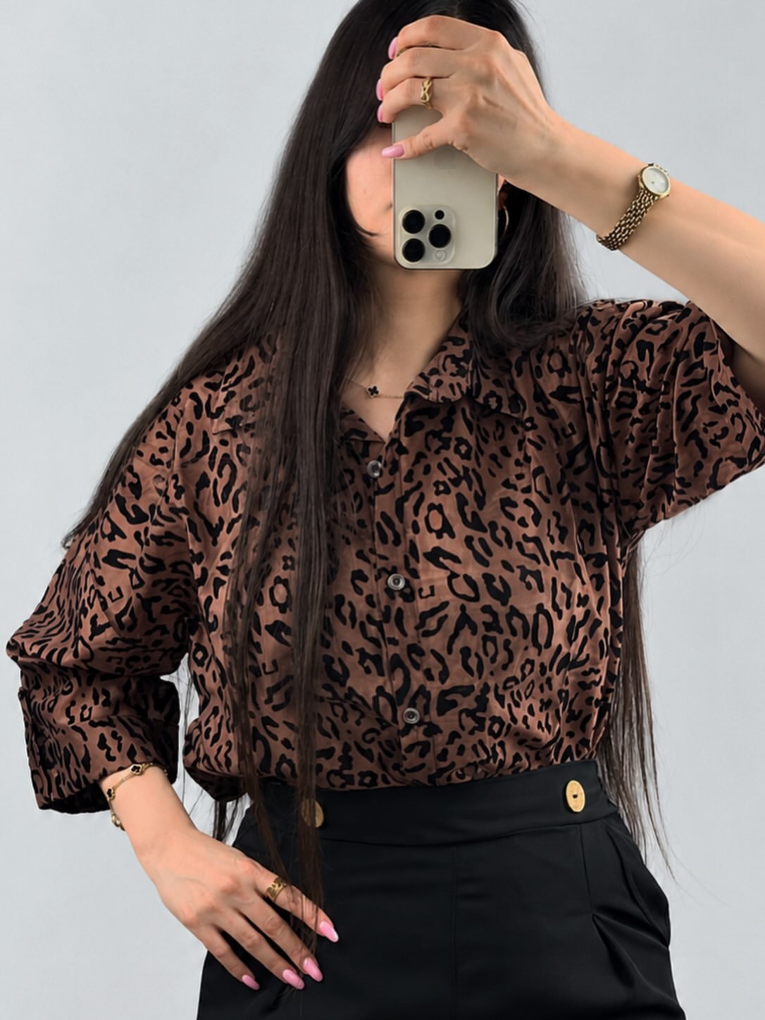 شومیز شیشه ای پترن پلنگی